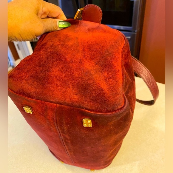 LOEWE Reddish-Auburn Suede Anagram Handbag, GUC - Picture 11 of 16